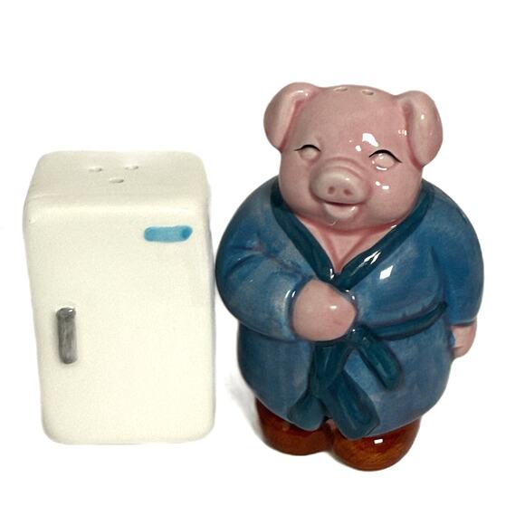 Lot 4 Pigs Ceramic Salt Pepper Shakers Vintage Plaid Tray Bling Grad Fridge - Picture 8 of 9